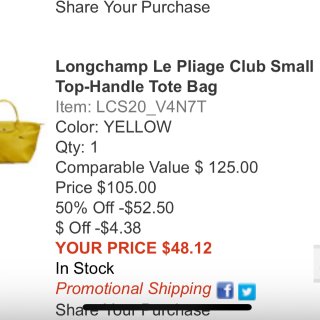 Longchamp 三九折来一单...