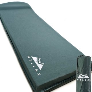 WELLAX UltraThick FlexFoam Sleeping Pad - Self-Inflating 3 Inches Camping Mat for Backpacking, Traveling and Hiking - 3inch Thickness for Better Stability & Support : Sports & Outdoors