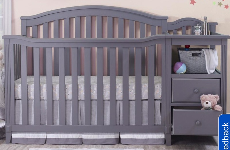 Sorelle Berkley 4-in-1 Convertible Crib and Changer - Grey