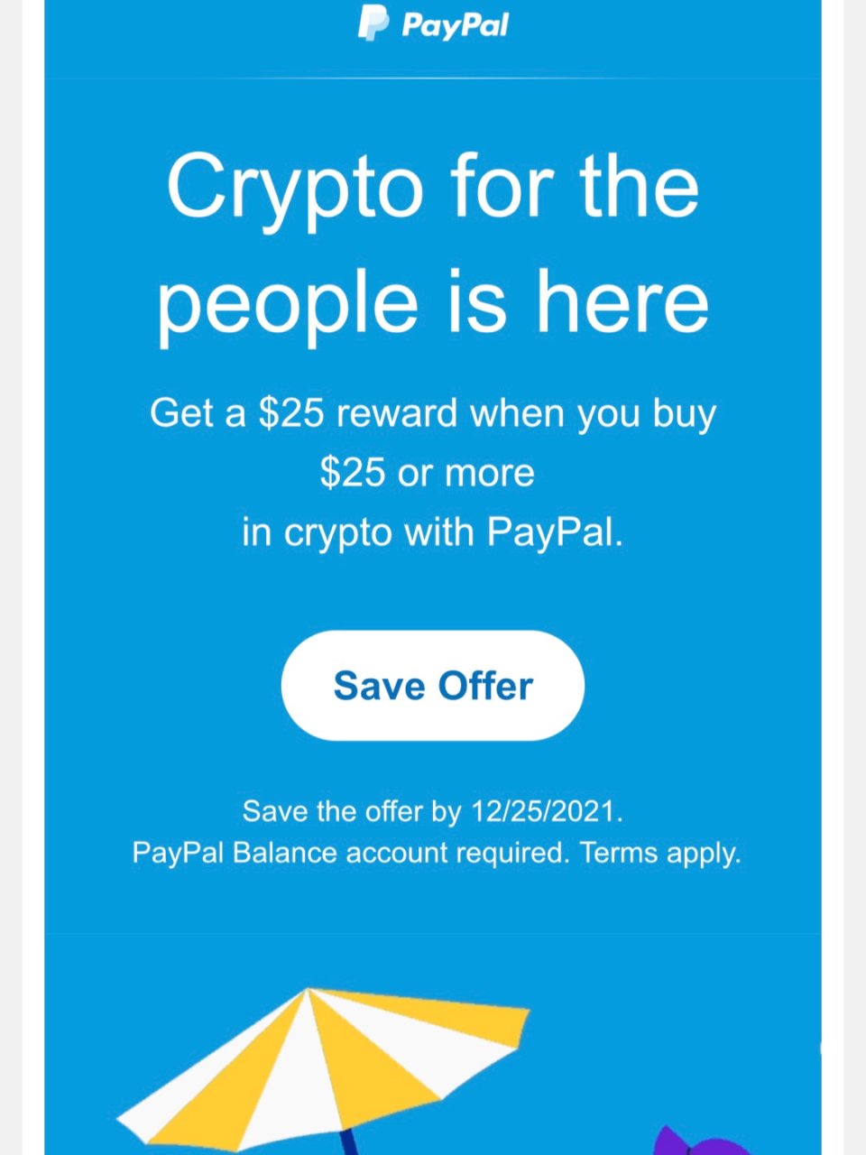 PayPal加密货币offer～...
