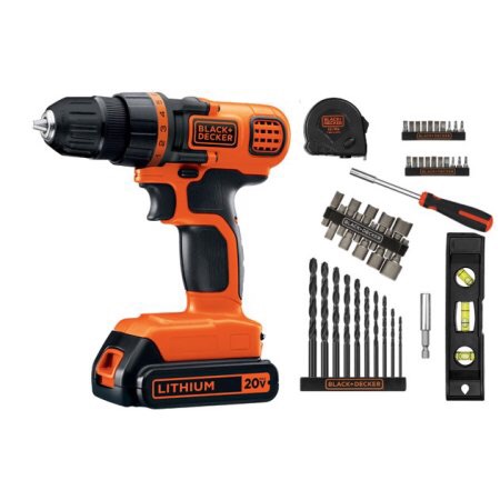 BLACK+DECKER 20-Volt MAX Lithium Ion Cordless Drill with 44-Piece Project Kit