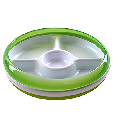 好价辅食盘Amazon.com : OXO Tot Divided Plate with Removable Training Ring and Dipping Center-Green : Baby Dinnerware : Baby