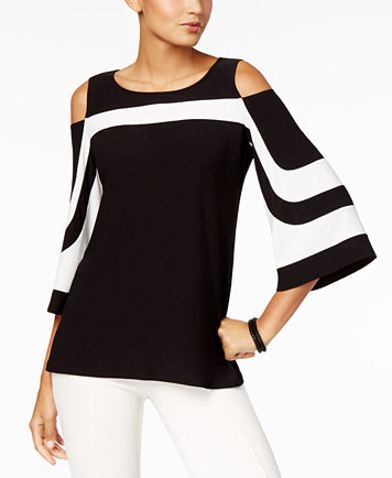 Alfani Colorblocked Cold-Shoulder Top, Created for Macy's - Tops - Women - Macy's原价＄64.5