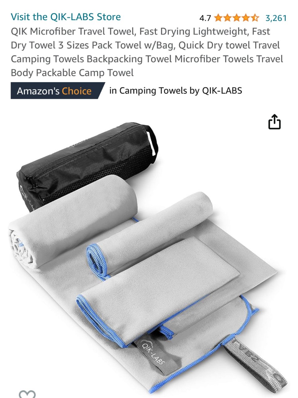 QIK Microfiber Travel Towel, Fast Drying Lightweight, Fast Dry Towel 3 Sizes Pack Towel w/Bag, Quick Dry towel Travel Camping Towels Backpacking Towel Microfiber Towels Travel Body Packable Camp Towel : Sports & Outdoors