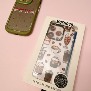 Mosnovo透明咖啡图案手机壳Case...