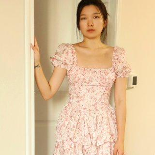 夏日碎花粉色小短裙🌸甜美可爱风...