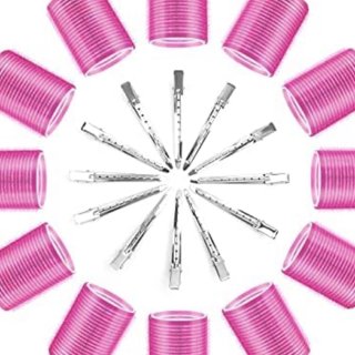 Hair Curlers Rollers, Gikasa 24Pcs Jumbo Big Hair Rollers Set Hair Curlers Self Grip Holding Rollers with Stainless Steel Duckbill Clips for Long Medium Short Thick Fine Thin Hair Bangs Volume : Beauty