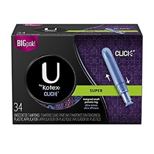 U by Kotex Click Compact Tampons, Super Absorbency, Unscented, 34 Count @ Amazon.com