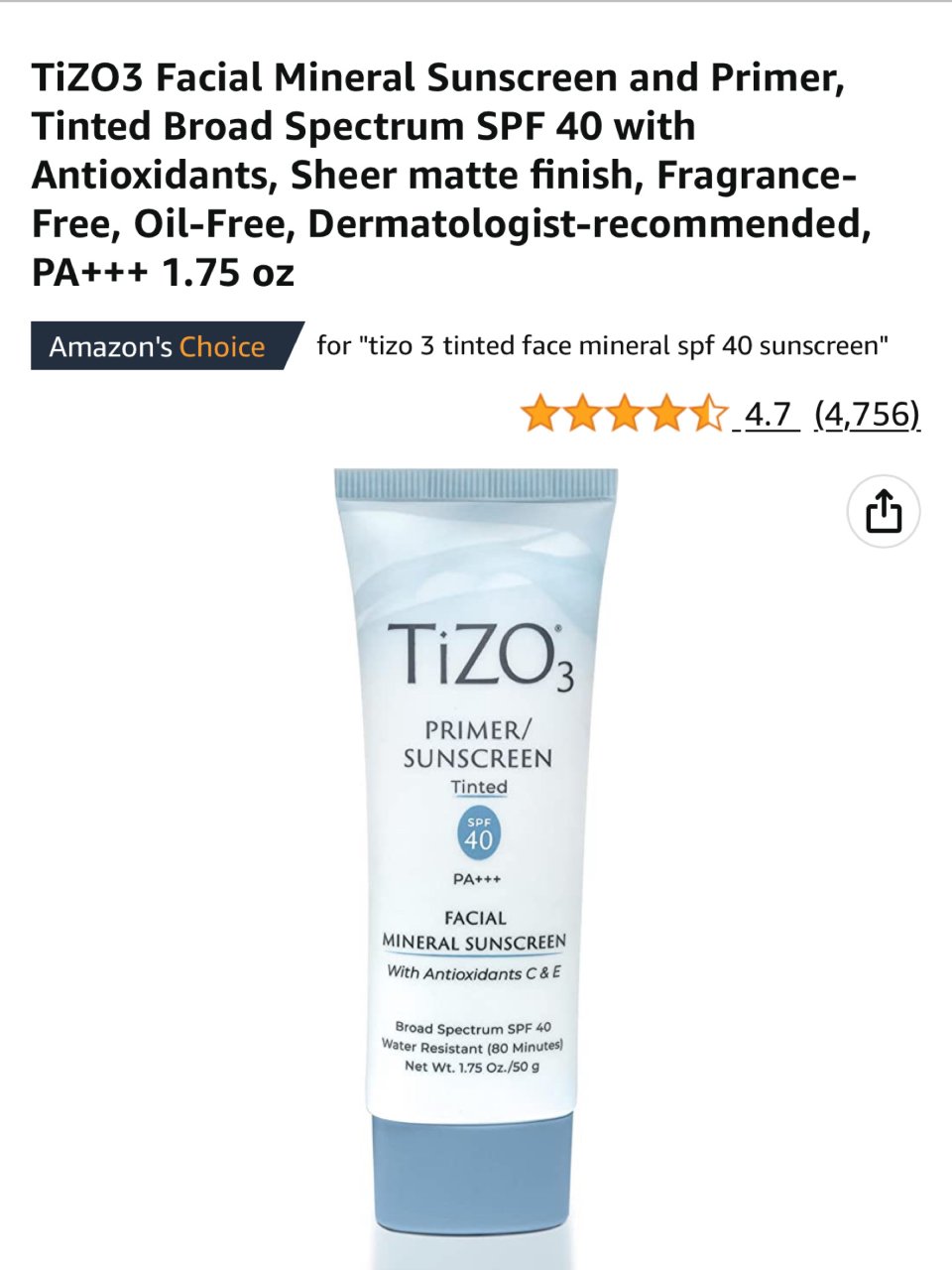 TIZO Ultra Zinc Body Face Sunscreen Tinted SPF 40, 3.5 oz : Beauty & Personal Care