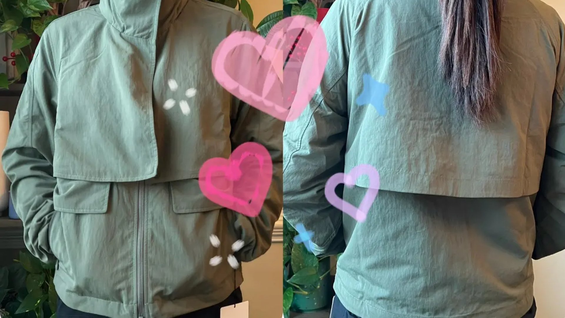 Lululemon 橄榄绿风衣 上身效果