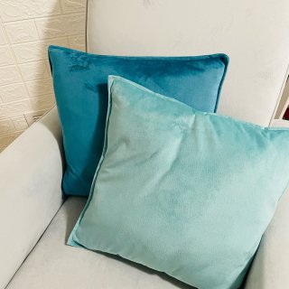 Parxara Velvet Pillow Covers Soft Throw Case Decorative Square Set of 2 for Sofa Bedroom Car 18 x 18 Inch（45 x 45 cm） (Peacock Blue & Mint Blue) : Home & Kitchen