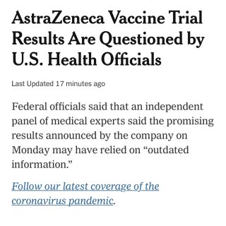 美國衛生專家對阿斯利康新冠疫苗試驗結果提...