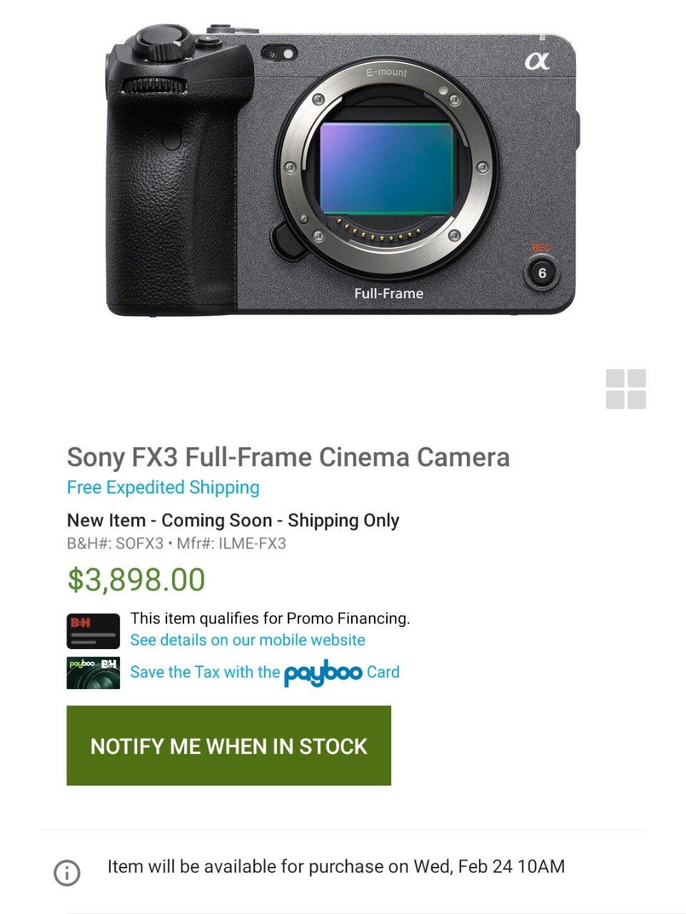 索尼新机发布 - FX3全画幅电影摄像机...