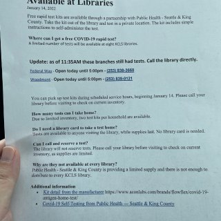 西雅图周边图书馆免费领取Covid检测盒...