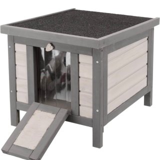 TRIXIE Insulated Pet Home, Ideal for Cats and Rabbits, Shelter for Ferrel Cats, Weatherproof Gray Small : Pet Supplies