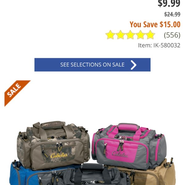 $9.99 Cabela s Catch-All Gear Bags(各种颜色)