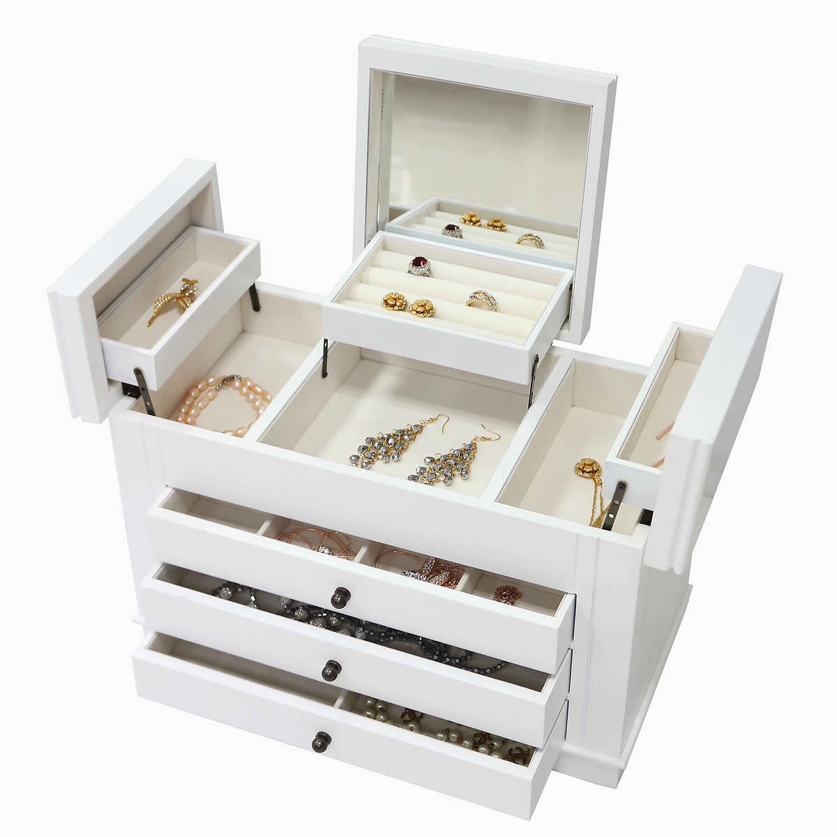 Modern White Wooden Jewelry Box 白色木质首饰盒超级好收纳