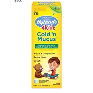 Hyland's 4 Kids Cold 'n Mucus Relief Liquid, Natural Relief of Mucus & Congestion, Runny Nose, Cough, 4 Ounces