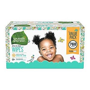 Seventh Generation Thick & Strong Baby Wipes, Free & Clear with Flip Top Dispenser, 768 count