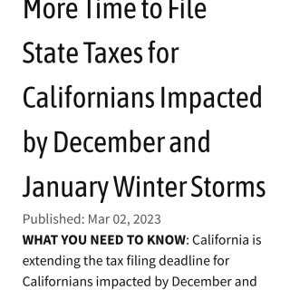 加州受灾地区Tax Day延期到10/1...