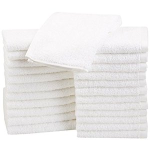 AmazonBasics Cotton Washcloths, 24 - Pack, White