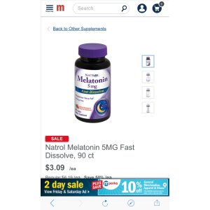$3.09 褪黑素5毫克90片Natrol Melatonin 5MG Fast Dissolve 90 ct | Meijer.com