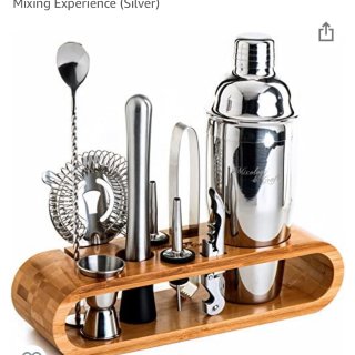 Mixology Bartender Kit: 10-Piece Bar Tool Set with Stylish Bamboo Stand | Perfect Home Bartending Kit and Martini Cocktail Shaker Set For an Awesome Drink Mixing Experience (Silver): Kitchen & Dining
