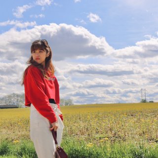 🌼未绽放De油菜花田｜红白搭配Look...