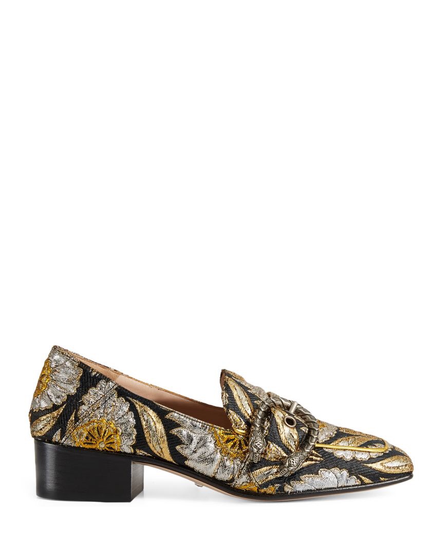 Gucci Dionysus Brocade Mid Heel Loafers 单鞋