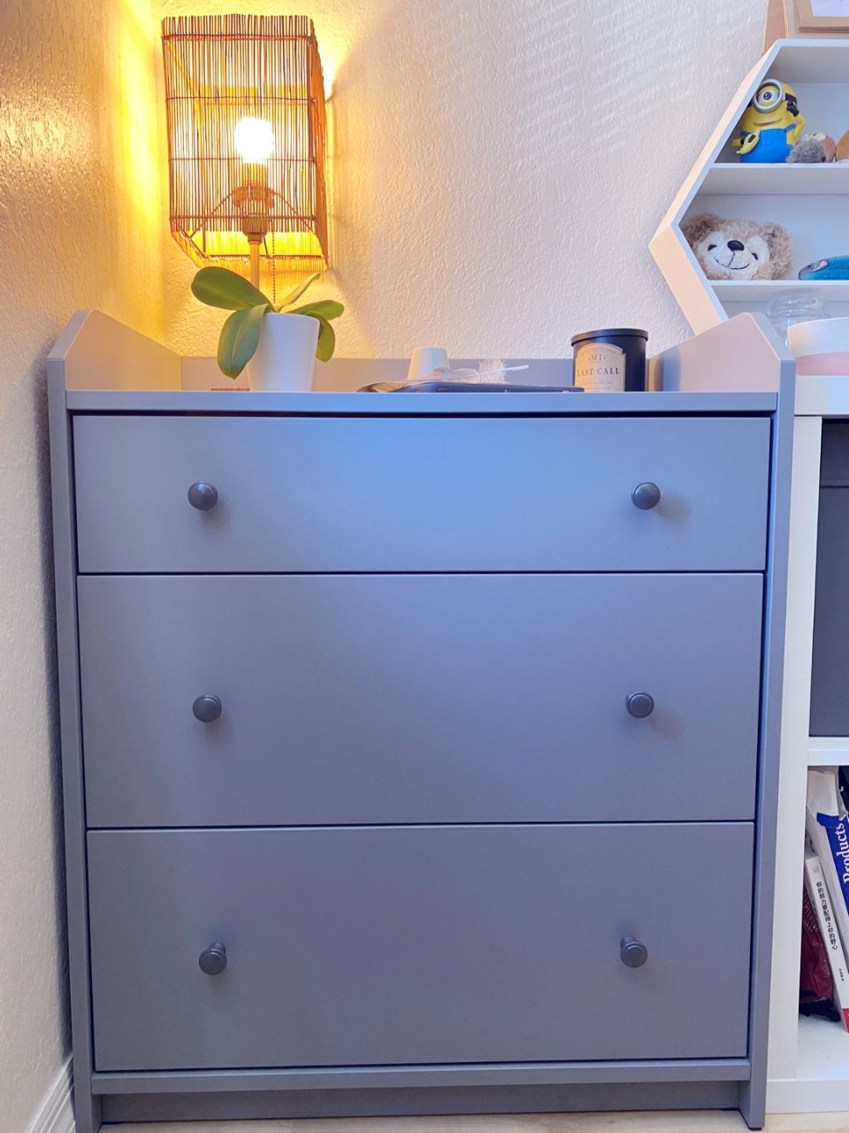 HAUGA 3-drawer chest - gray - IKEA