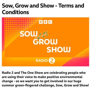 BBC Radio 2 - Radio 2 and The One Show Go Green - Sow, Grow and Show - Terms and Conditions