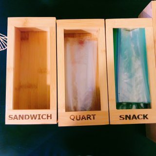 Amazon.com - mHomeAid Bag Storage Organizer - Bamboo Food Plastic Baggie Holder, Dispenser, and Container for Kitchen Drawer - Fits Ziplock and Ziploc Gallon, Quart, Sandwich & Snack Sized Slider Bags (Natural)