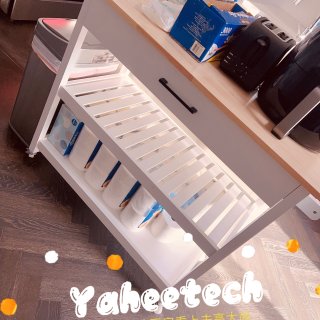 Yaheetech Kitchen Island Cart on Wheels, 3 Tier Rolling Utility Cart with 1 Drawer and 2 Spacious Storage Shelf, 40'' W Solid Wood Countertop, White : Home & Kitchen