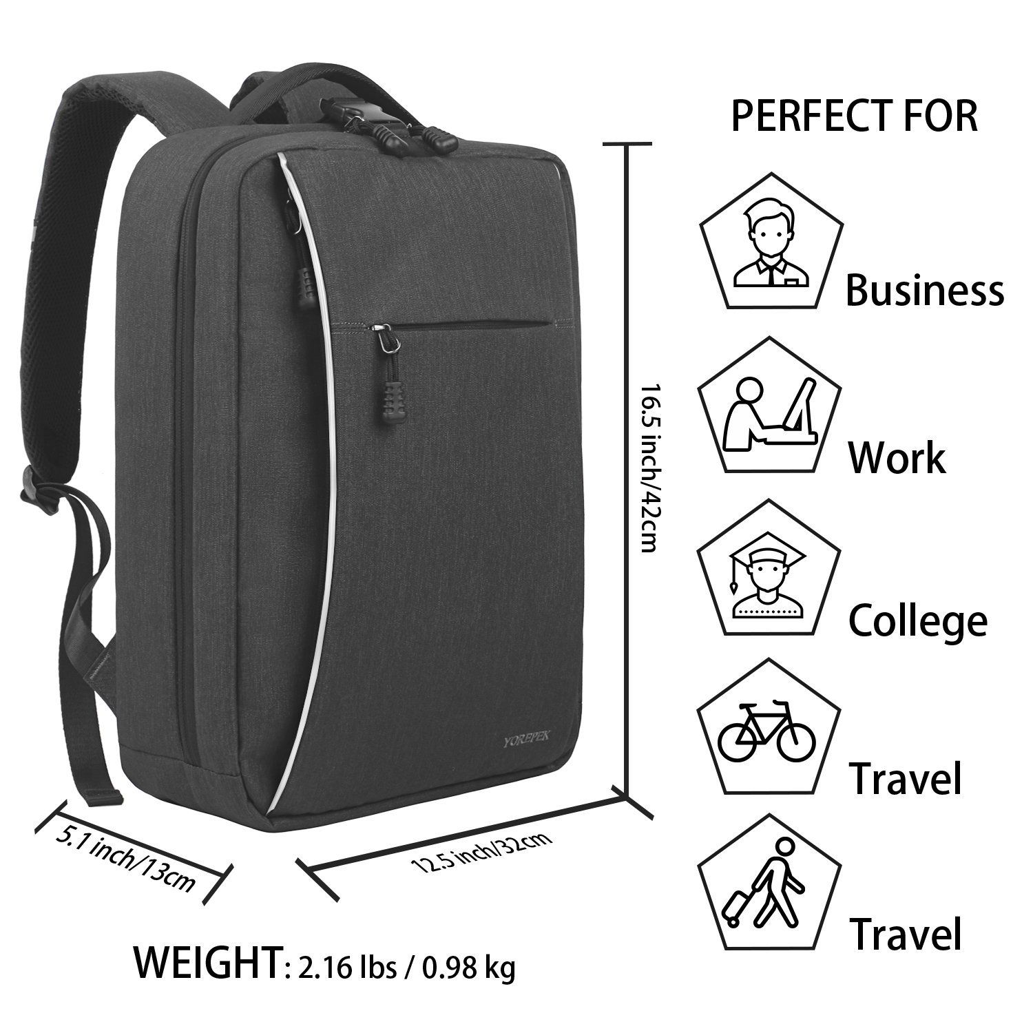 Yorepek Slim Backpack 轻盈型电脑背包