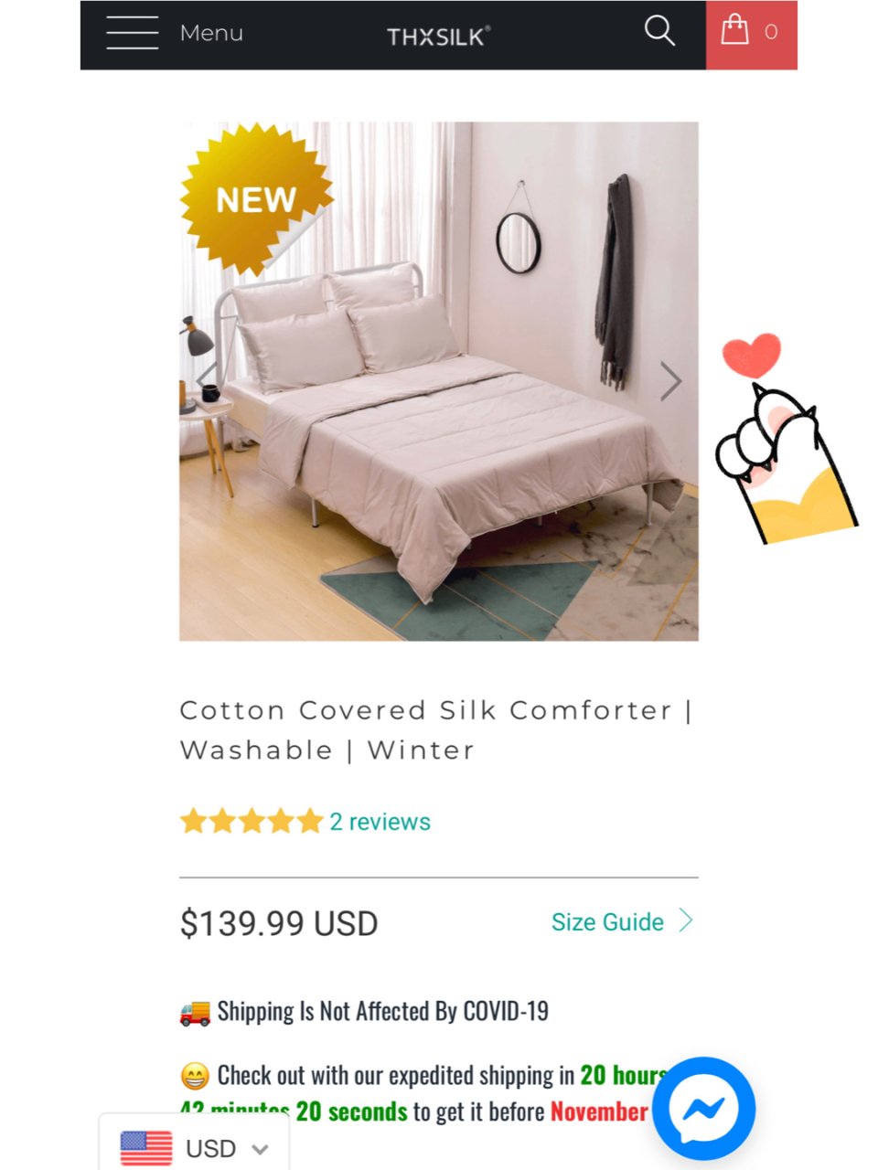 Cotton Covered Silk Comforter | Washable
