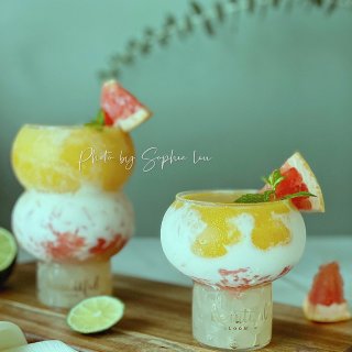夏日饮品diy ｜芒果西柚子酸奶粉圆饮品...