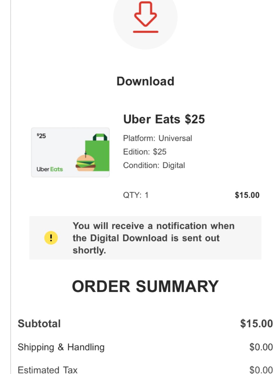Uber eats礼卡bug