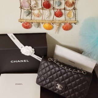 经典Chanel, 黑银荔枝皮...