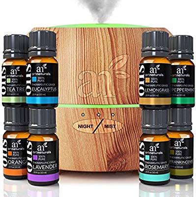 ArtNaturals Aromatherapy Essential Oil and Diffuser Gift Set - (150ml Tank & Top 8 Oils)香精油和扩散器
