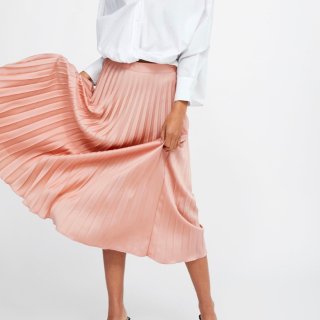 Zara,百褶裙,pleated skirt