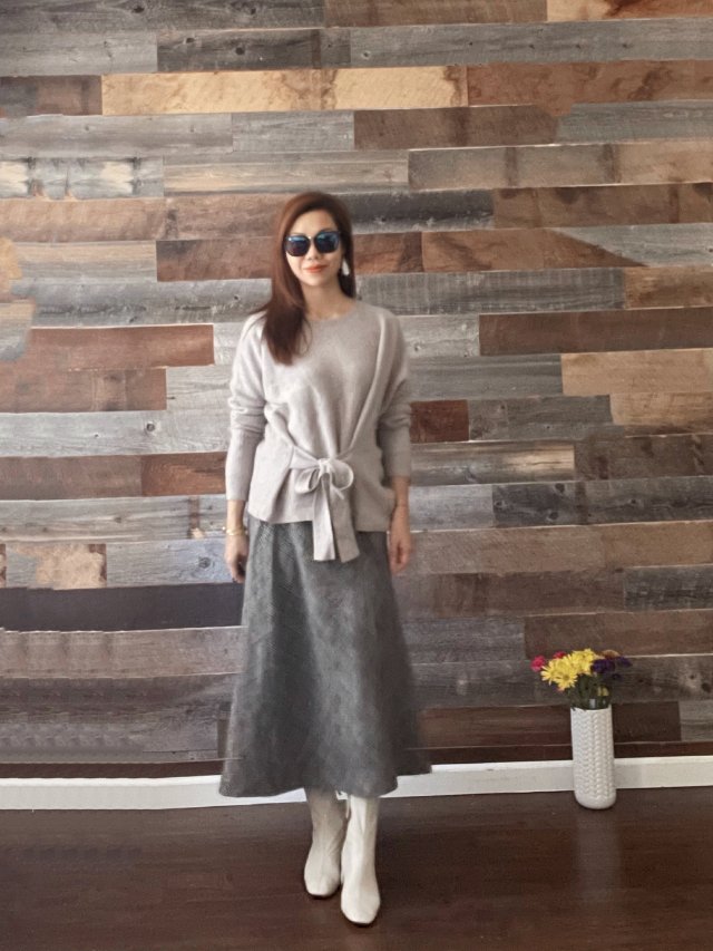 OOTD: 灰色的羊绒毛衣