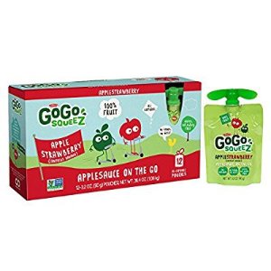 GoGo squeeZ Applesauce On The Go Apple Strawberry 3.2 Ounce Pouches 12 Count