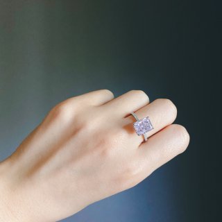 Aura Ring | Pale Fancy Pink Radiant Solitaire Ring - Simulated Diamond – OBJEKTS