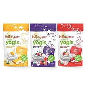 Happy Baby Organic Yogis Freeze-Dried Yogurt & Fruit Snacks, 3 Flavor Variety Pack, 6 Count