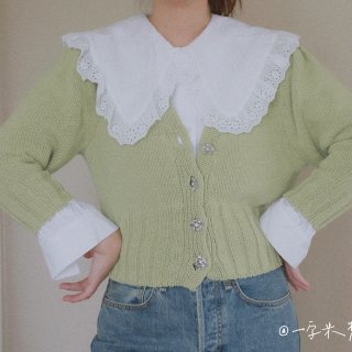 一字米酱的outfit｜网红花边领衬衫...