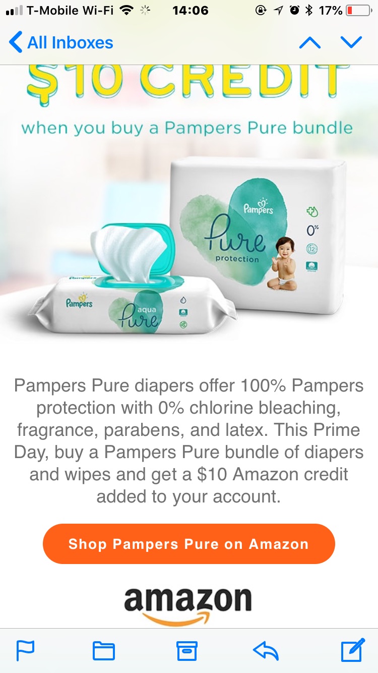 Amazon primeday购买Pampers pure 产品