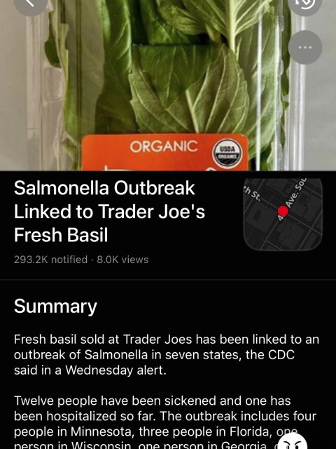 ⚠️救一个算一个，TJ的罗勒在🇺🇸多个州爆发沙门氏菌，有人住院