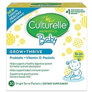 Culturelle Baby Grow + Thrive Probiotics + Vitamin D Packets, 30 Count @ Amazon