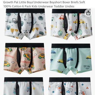 Growth Pal Little Boys'Underwear Boyshort Boxer Briefs Soft 100% Cotton 6 Pack Kids Underwear Toddler Undies-Boy03-6: Clothing, Shoes & Jewelry