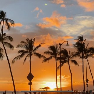 夏威夷海岸线夕阳